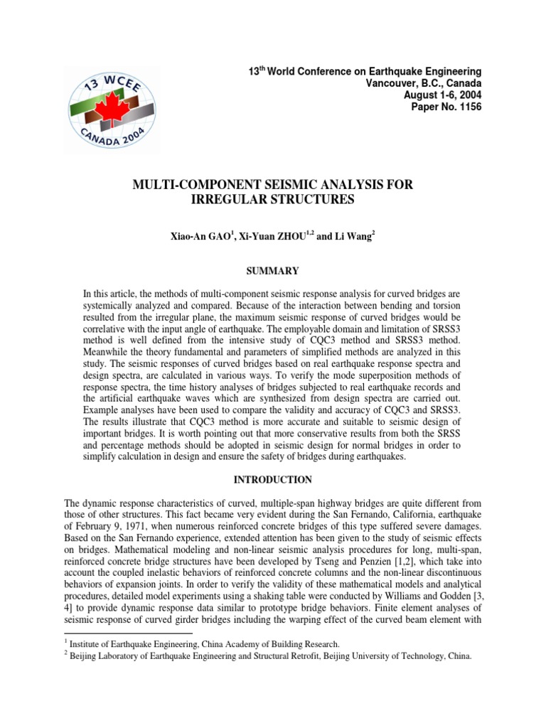 a replacement for the srss method in seismic analysis